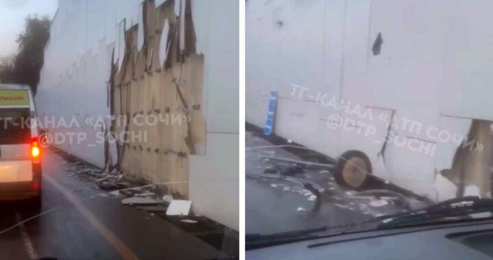 В Сочи автомобиль «Газель» повредил подпорную стену